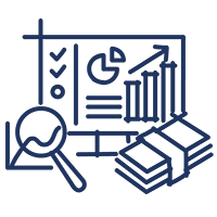 financial reporting analysis icon blue