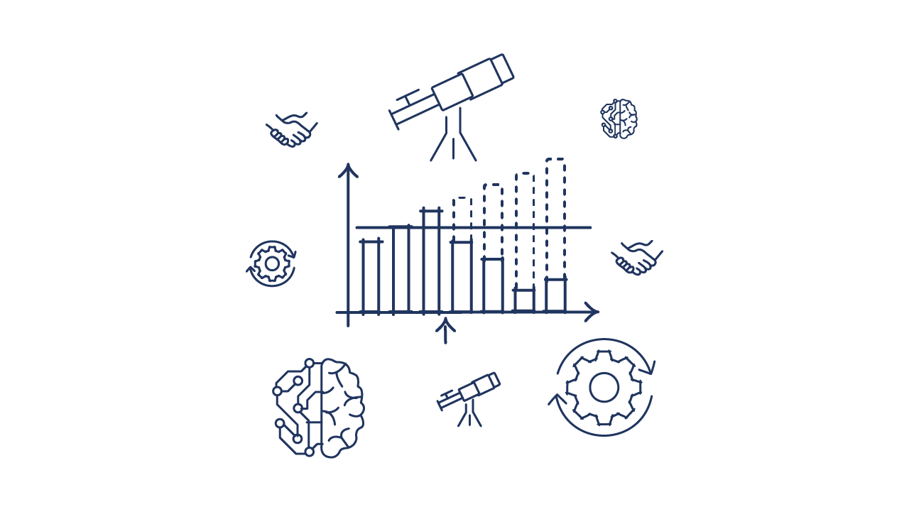 sales forecasting scribble blue