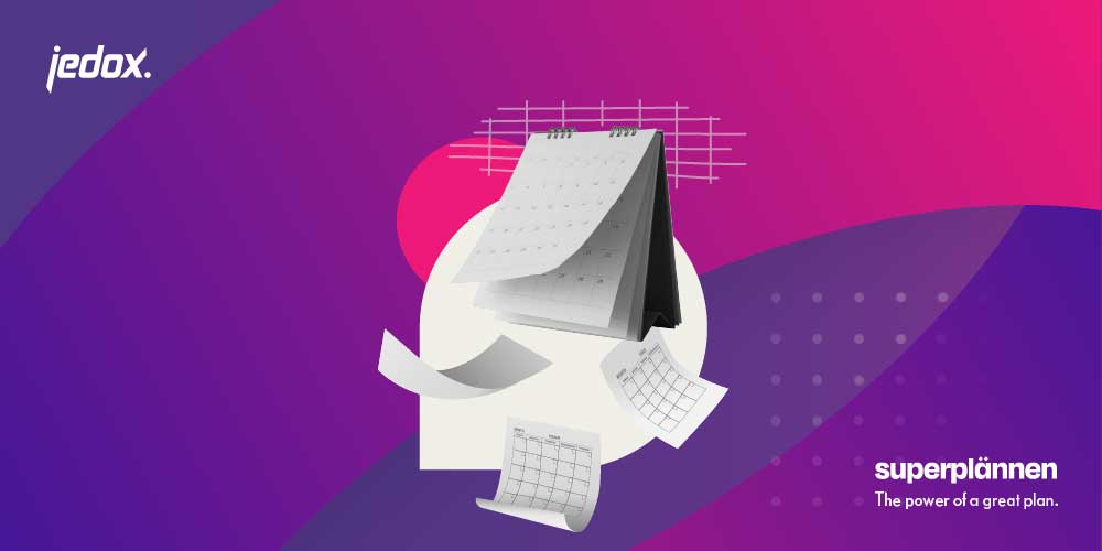 Jedox event calendar image: the image shows a pad calendar with three sheets falling.