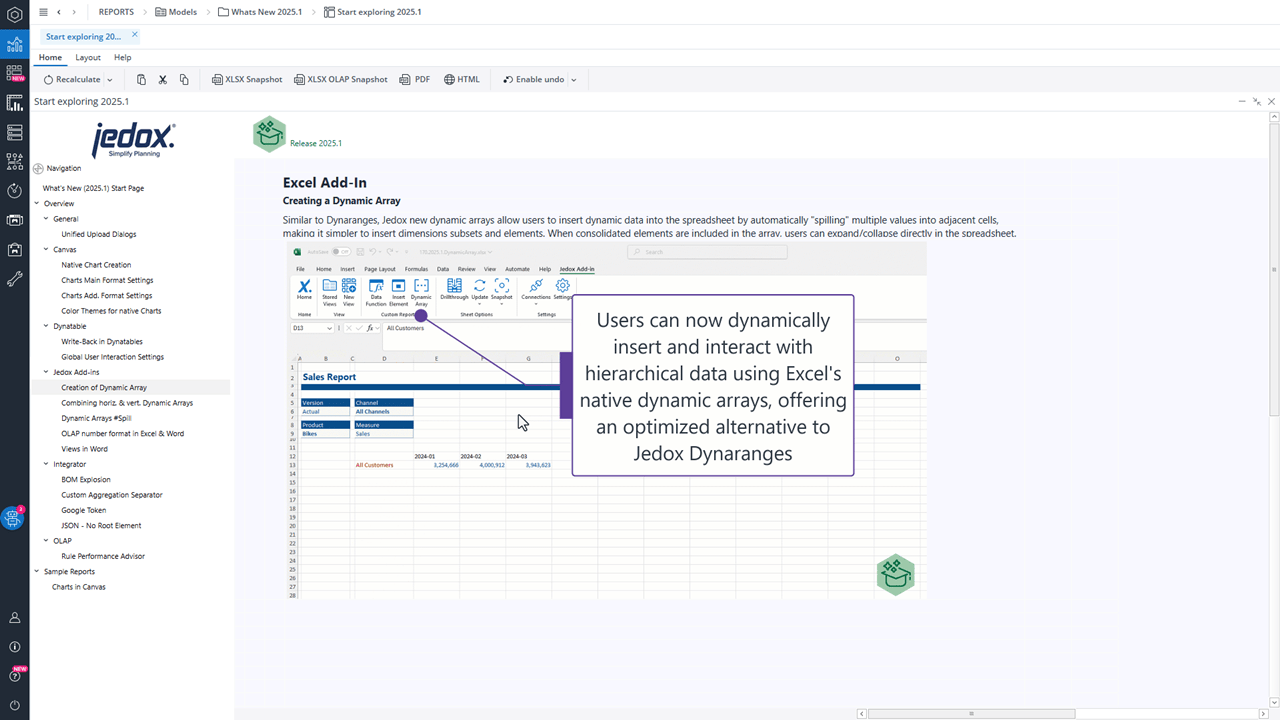 jedox screenshot dynamic arrays