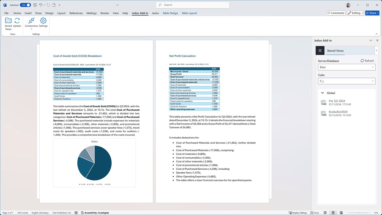 jedox screenshot stored views microsoft word